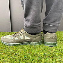 Літні тактичні кросівки в зеленому кольорі з еко шкіри, фото 3