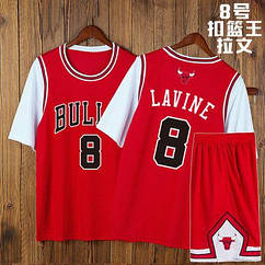 Баскетбольна форма Зак Лавін 8 Чикаго Булс комплект Lavine Chicago Bulls червоний