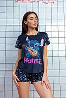 Женская пижама футболка+шорты (р.42-52) с принтом "Стич" в разных цветах