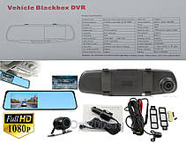 Автомобільне дзеркало відеорегатора на 2 камери VEHICLE BLACKBOX DVR 1080p камерою заднього виду., фото 2