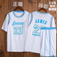 Біла Баскетбольна форма Леброн Джеймс 23 Лейкерс комплект James Lakers біло-блакитна
