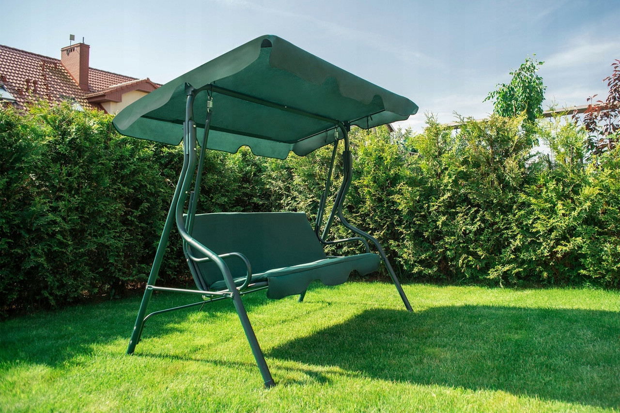 Посилена гойдалка садова Garden Relax 3-х місна з навісом і матрацом