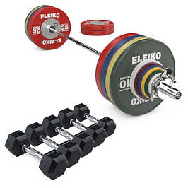 Штанги, диски, гантелі, гирі