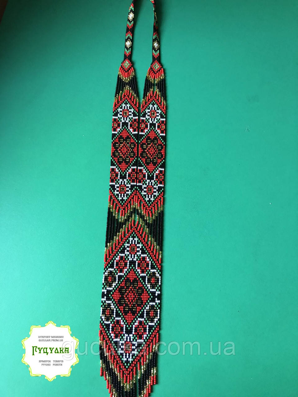Гердан класичний "Орнамент" прикраса з бісеру ручної роботи, фото 1