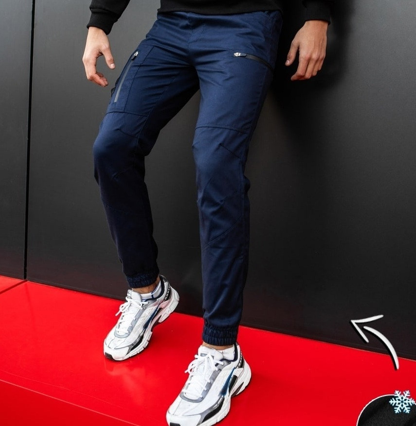 Чоловічі штани Джоггери сині | штани карго чоловічі весна-осінь. Туреччина. Живе фото (Брюки чоловічі), фото 1