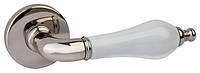 Дверна ручка на розетці DND by Martinelli MONICA полірований нікель/білий фарфор 467/12-ONV+P1
