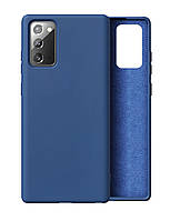 Силиконовый чехол с микрофиброй для Samsung Galaxy S20 синий матовый