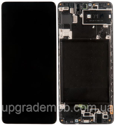 Дисплей-модуль тачскрин Samsung A715 Galaxy A71 чорний OLED (Small LCD) з рамкою