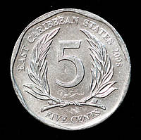 Монета Восточно-Карибских штатов 5 центов 2008 г.