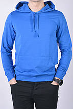 Розміри:L (48). Чоловіча худі, кофта з капюшоном з якісного і натурального трикотажу двунитки - яскраво-синя, фото 2