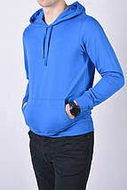 Розміри:L (48). Чоловіча худі, кофта з капюшоном з якісного і натурального трикотажу двунитки - яскраво-синя, фото 3