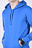 Розміри:L (48). Чоловіча худі, кофта з капюшоном з якісного і натурального трикотажу двунитки - яскраво-синя, фото 2