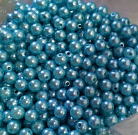 Бусина пластиковая жемчуг 8 мм, цвет голубой
