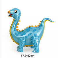 Ходячий шар Стегозавр голубой на ножках 3Д фигура фольгированный Динозавр 57×92 см