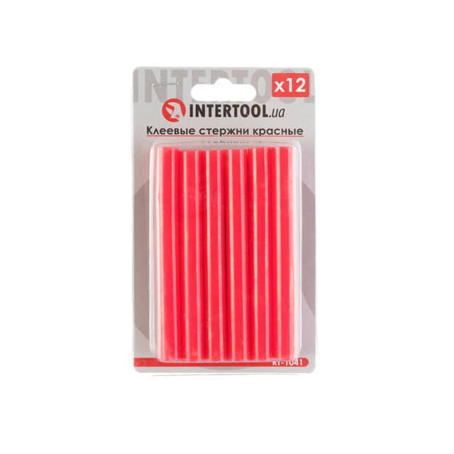 Комплект червоних клейових стрижнів 11.2 мм*100 мм, 12 шт. INTERTOOL RT-1041