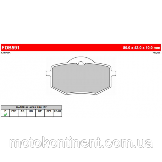 Мотоколодки FDB591P аналог BREMBO 07YA19 / TRW MCB587 / EBC FA136 /Braking BR 735 / SBS 616, фото 1