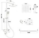 Змішувач для ванни та душу, чорний YOKA CUBE, фото 2