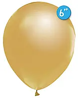 Латексный воздушный шар без рисунка Balonevi Золотой металлик, 6"15 см