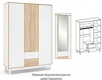 Шкаф распашной Глория 3Д в спальню Мебель-Сервис 1534х544х2162 мм