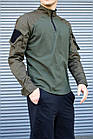 Чоловіча тактична сорочка Убакс з липучками під шоврони Армейська зелена кишені на рукавах, фото 2