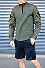 Чоловіча тактична сорочка Убакс з липучками під шоврони Армейська зелена кишені на рукавах, фото 3