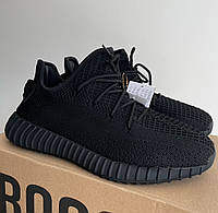 Мужские кроссовки Adidas Yeezy Boost 350 лето-весна легкие сетчаные черные. Фото в живую