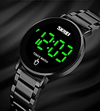 Електронні кварцові модні годинники металеві чорні з металевим браслетом, фото 3