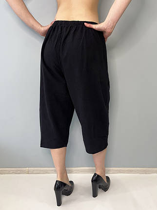 Бриджі жіночі бавовняні у великих розмірах Капрі яскраві Батал XL, Чорний, фото 2