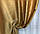 Комплект однотонних штор золотого кольору без ламбрекену в зал або спальню, фото 3