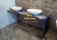 Подвесная столешница для ванной из серого мрамора Bardiglio Imperiale, мраморные столешницы в ванную комнату