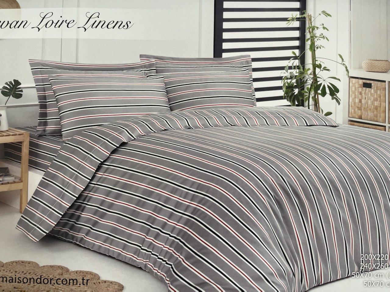 Комплект постельного белья Maison D'or Revan Loire Grey сатин 220-200 см серый - фото 2 - id-p1625624526