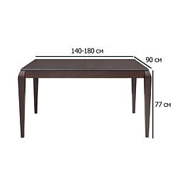 Прямокутний розсувний обідній стіл Лорен LAW 140-180х90х77 см дуб мілано темний