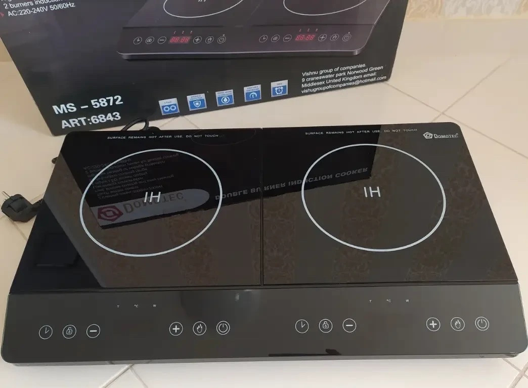 Індукційна настільна електроплита 2 конфорки Domotec MS-5872 з Led-дисплеєм 2000 W+2000W Плита кухонна