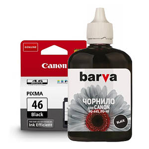 Чорнило для CANON PG-46 чорне/black, сумісне, водорозчинна фарба, Barva.