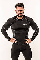 Рашгард (лонгслив) мужской спортивный ACTIX Energy Dry PRO лёгкий влагоотводящий, черный (графит), серый шов S