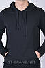 М,3XL. Базова однотонна чоловіча худі, кофта з капюшоном, трикотаж двунитка, Узбекистан - чорна, фото 2