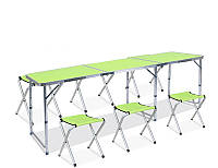 Туристический складной стол для пикника и рыбалки (удлиннёная версия) 180 см на 60 см Зеленый