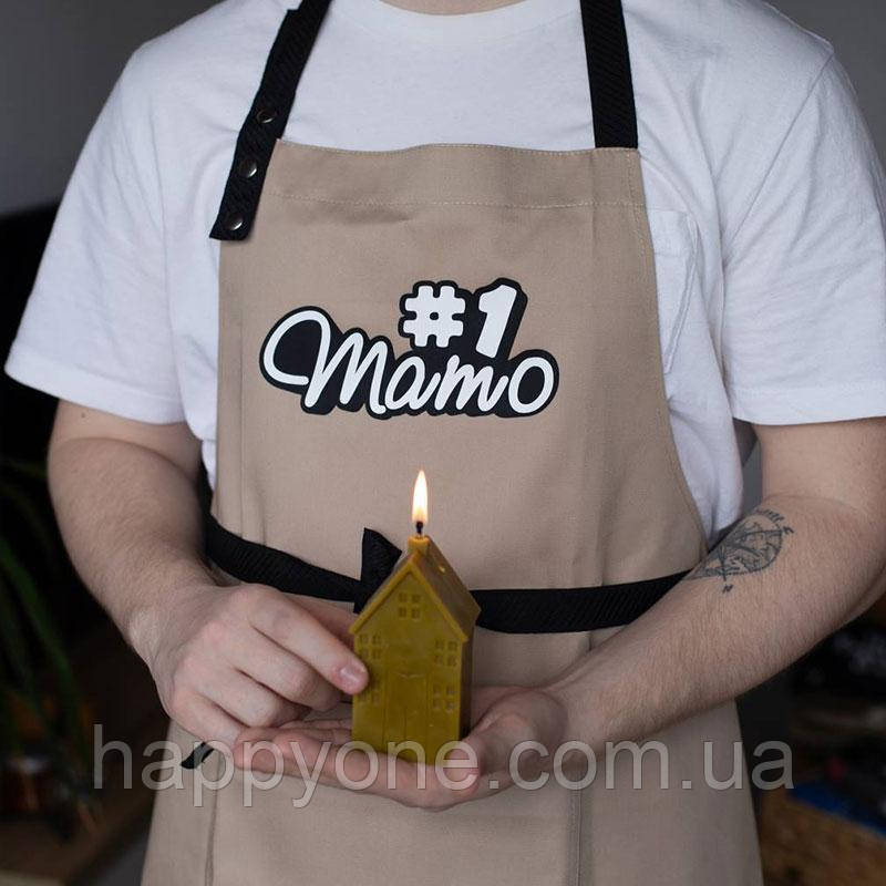 Фартух з саржі "Тато #1" бежевий, фото 1