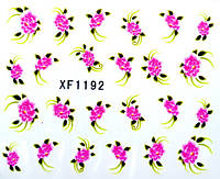 Слайдер дизайн, водные наклейки на ногти для маникюра XF (YZW) 1192 цветы