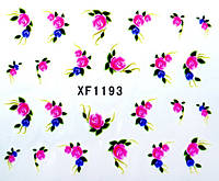 Слайдер дизайн, водные наклейки на ногти для маникюра XF (YZW) 1193 цветы