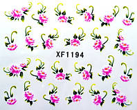 Слайдер дизайн, водные наклейки на ногти для маникюра XF (YZW) 1194 цветы
