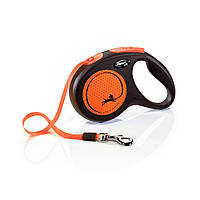 Flexi (Флекси) Поводок-рулетка для собак New Neon М, лента (5 м, до 25 кг) оранжевый
