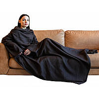 Плед с рукавами Snuggie ( 140x190 см ) / Флисовый плед / Мягкое одеяло с рукавами Черный