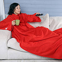 Плед с рукавами Snuggie ( 140x190 см ) / Флисовый плед / Мягкое одеяло с рукавами Красный