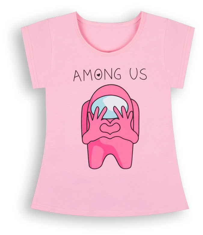 Дитяча бавовняна футболка Mareks AMONG US р.110 рожевий (70005)