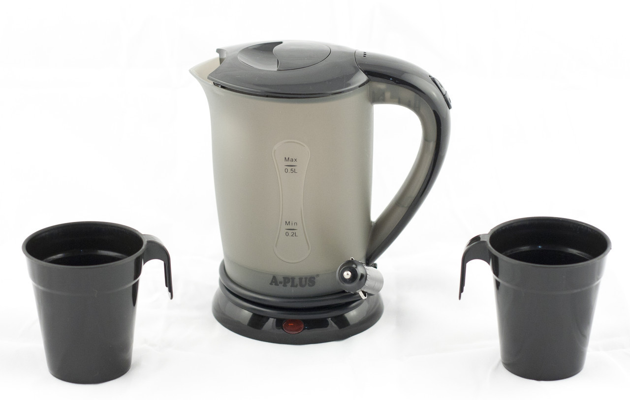 Чайник от прикуривателя 12 вольт А-плюс ЕК-1518 Черный на 0.5 л, автомобильный чайник (ZK) - фото 1 - id-p901116165