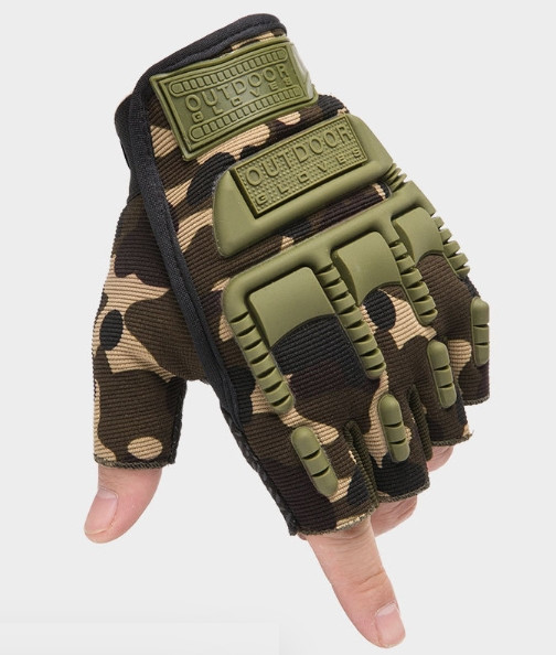 Тактичні рукавички без пальців (універсальний розмір) на липучці Камуфляж