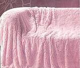 Хутряний плед травичка з довгого ворсу колір рожевий, фото 5