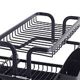 Сушарка для посуду Kamille 57,5х35х27,5 см з алюмінію з піддоном KM-0750, фото 4