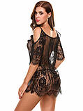 Прозорий короткий пеньюар чорного кольору, фото 3
